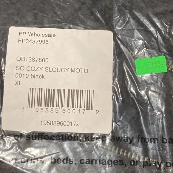 Free People Women's Black Faux Fur Full Zip Cozy Slouchy Moto Jacket Size XL - Picture 14 of 15